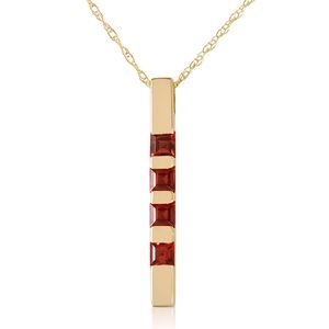 14K. SOLID GOLD NECKLACE BAR WITH NATURAL GARNETS